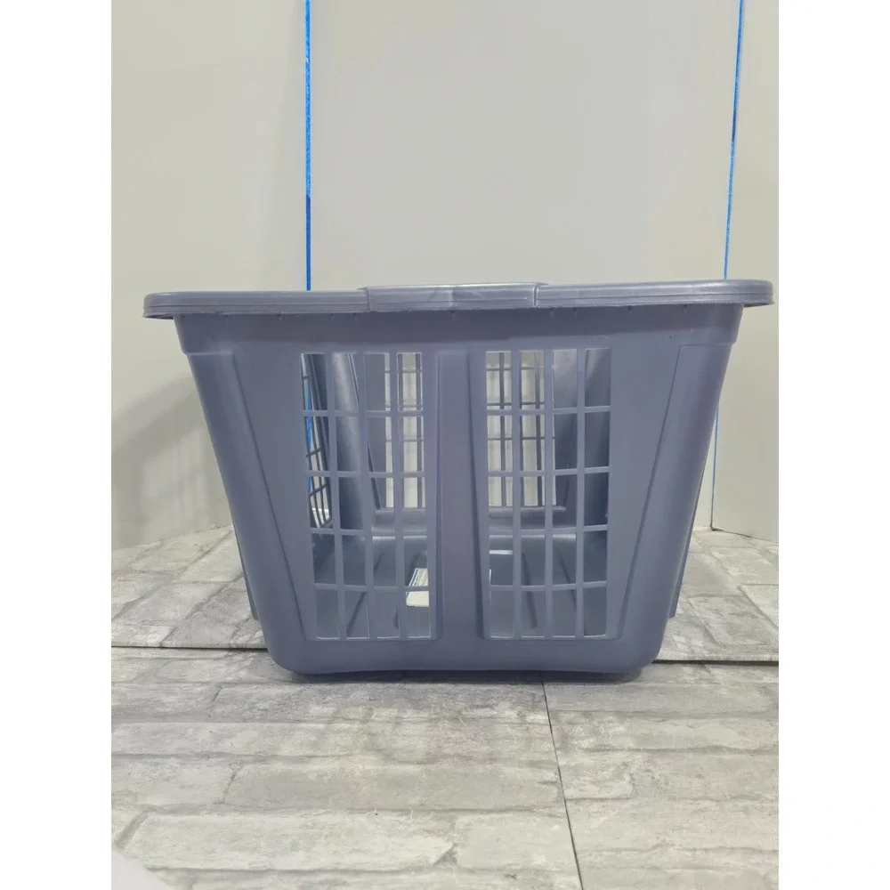 Vintage Rubbermaid 2965 90s Y2K Slate Blue Laundry Basket Rectangular 22